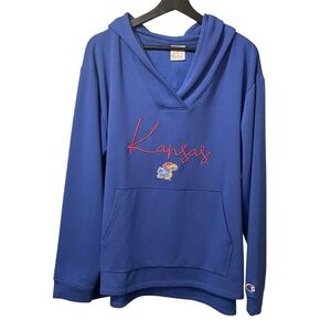 Kansas KU Jayhawks Champion Embroidered Hoodie Soft Sweatshirt Womens LARGE